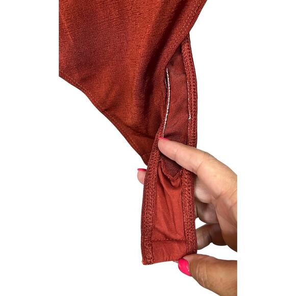 Free People Intimately Women's That's Hot One Shoulder Bodysuit Large Copper - Picture 6 of 12